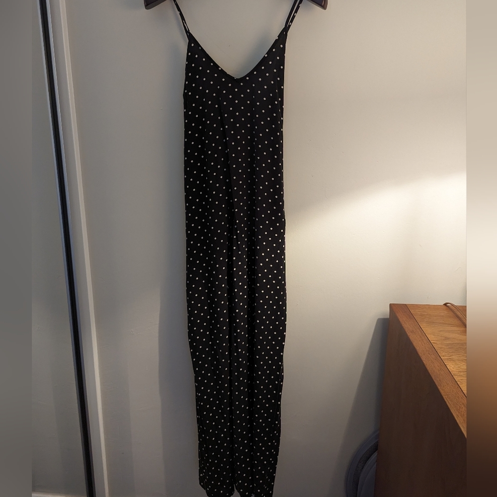 Old Navy black polka dot maxi slip  dress